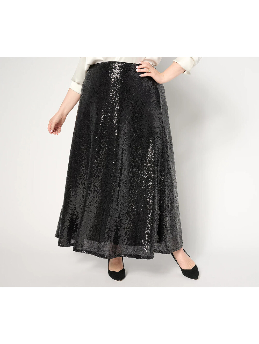 CI 2858 Joan Rivers Red Carpet Regular Sequin Maxi Skirt Size 1X